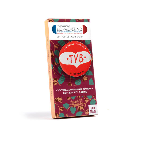 Cioccolato fondente gianduia con fave di cacao + Calamita "TVB" - 100g - immagine 3